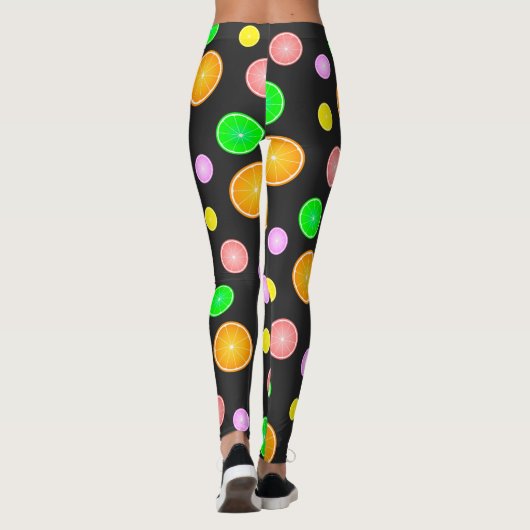 Leggings Pamplemousse citron orange motif de fête d'été (Dos)