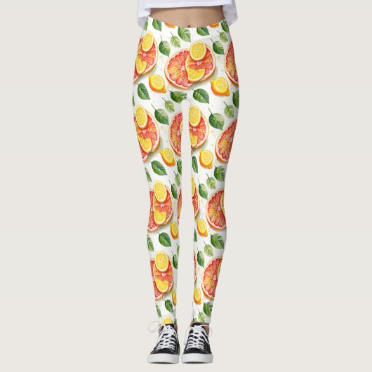 Leggings Pamplemousse et citrons Aquarelle Citrus (Devant)