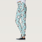Leggings Panda mignon patte fond cyan (Gauche)