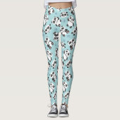 Leggings Panda mignon patte fond cyan (Devant)