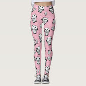 Leggings Panda rose poire moderne Pot (Devant)