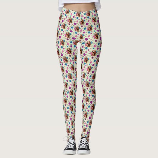 Leggings Panda Rouge Lotus Fleurs Henné (Devant)