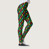 Leggings Pandas d'art rouge vert bleu et jaune pop (Droite)