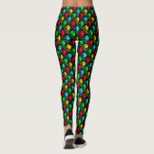 Leggings Pandas d'art rouge vert bleu et jaune pop (Dos)