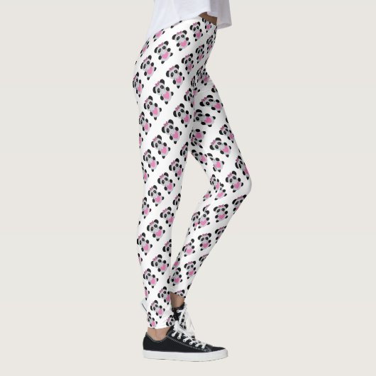Leggings Pandas mignons aux coeurs roses (Droite)