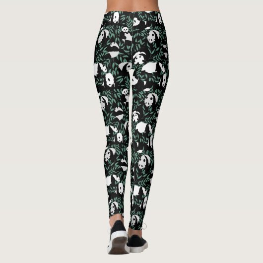 Leggings Pandas mignons et Feuilles (Dos)