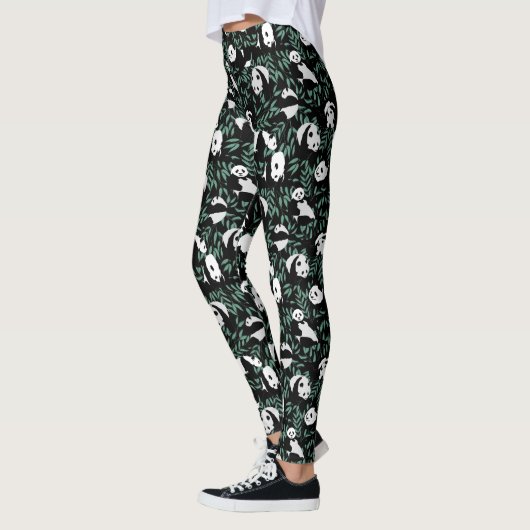 Leggings Pandas mignons et Feuilles (Gauche)