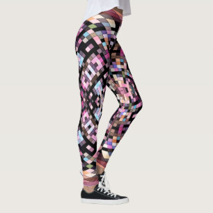 Leggings Panneau de contrôle à torsion Abstrait en noir, ro