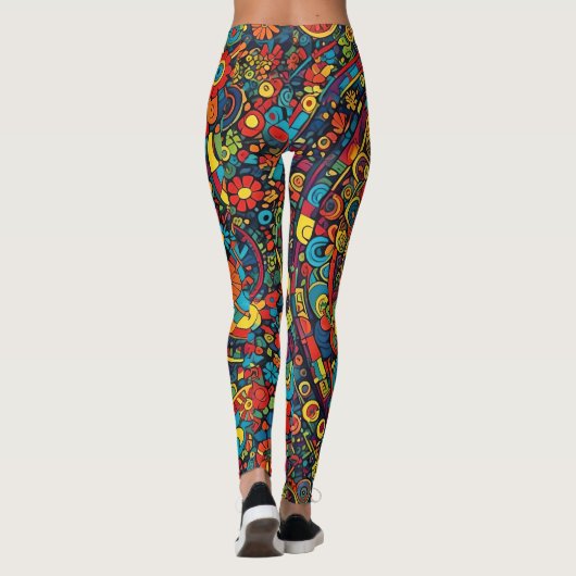 Leggings Panneau de paix, Doodles (Dos)