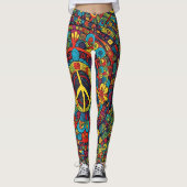 Leggings Panneau de paix, Doodles (Devant)