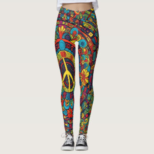 Leggings Panneau de paix, Doodles