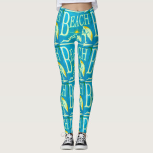 Leggings panneau de plage bleu