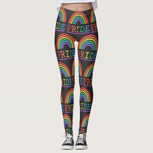 Leggings Panneau Neon Motif Rainbow Pride (Devant)