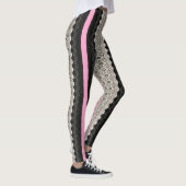 Leggings Panneaux de dentelle noir et blanc avec pattes ros (Droite)