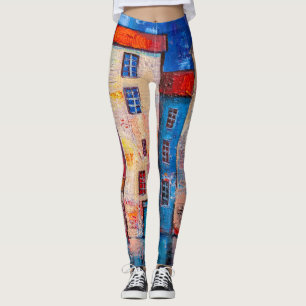 Leggings Panorama coloré de rue impressionniste Art