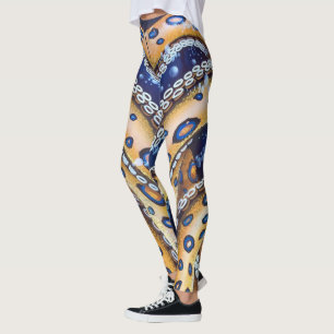 Leggings Pantalon bleu de yoga de guêtres de poulpe de