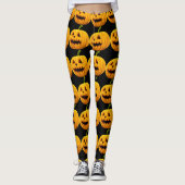 Leggings Pantalon Citrouille Jack-O-Lantern Halloween (Devant)