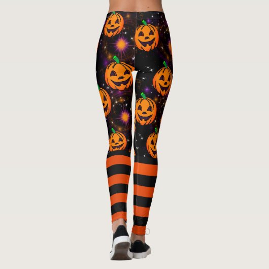Leggings Pantalon Citrouille Jack-O-Lantern Halloween (Dos)