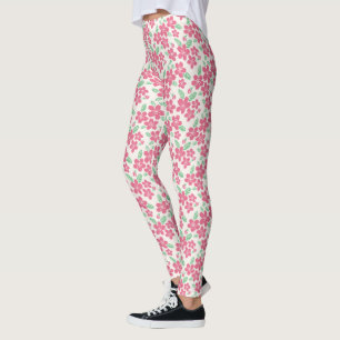 Leggings Pantalon courant de yoga floral japonais rose de