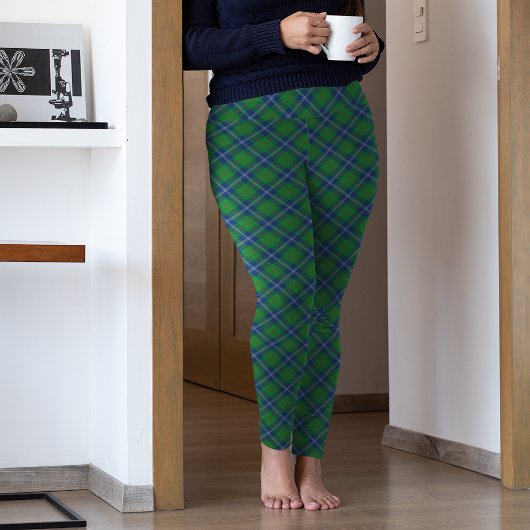 Leggings Pantalon de Pyjama bleu vert Plaid