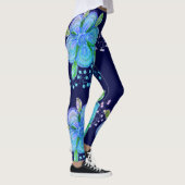 Leggings Pantalon De Yoga Bleu Et Rose (Droite)