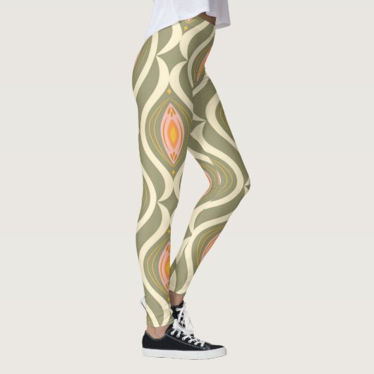 Leggings Pantalon de Yoga de Mandala Psychedelic Retro Vert (Droite)