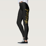 Leggings Pantalon de Yoga Foil White & Gold Faux<br><div class="desc">Juste Marié Black & Gold Faux Typographie Yoga Pantalon de Foil. Les Pantalons de Yoga Juste Marié sont parfaits pour faire de l'exercice sur vos vacances en lune de miel Mariage. Les produits customisés correspondants peuvent être créés sur demande.</div>