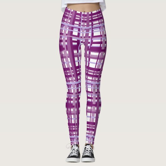 Leggings Pantalon de Yoga Plaid Violet (Devant)