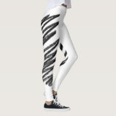 Leggings Pantalon de Yoga Scribble, noir et blanc (Droite)