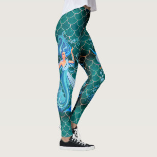 Leggings Pantalon d'entraînement bleu Aqua pour Mermaid Leg