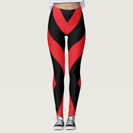 Leggings Pantalon d'étirement à pattes rouges et noires (Devant)