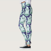 Leggings Pantalon éffrayant d'Halloween violet fantôme pour (Gauche)