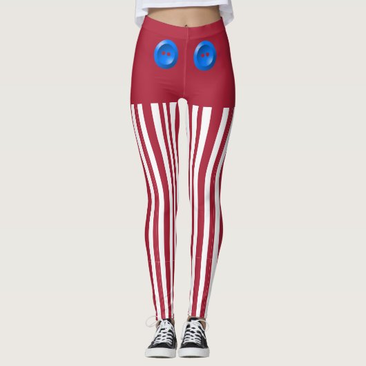 Leggings Pantalon Elf Rouge et Blanc (Devant)
