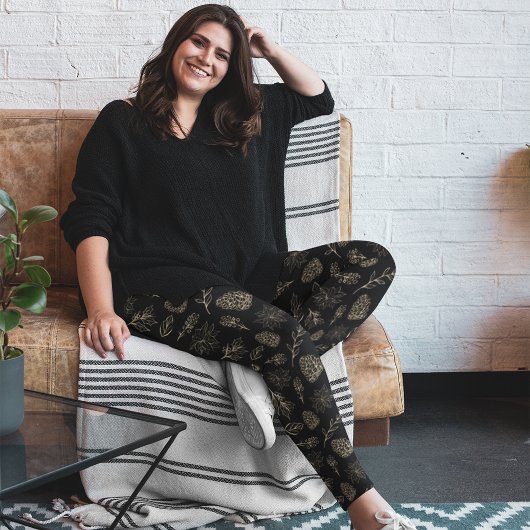 Leggings Pantalon en pyjama de Noël en or noir