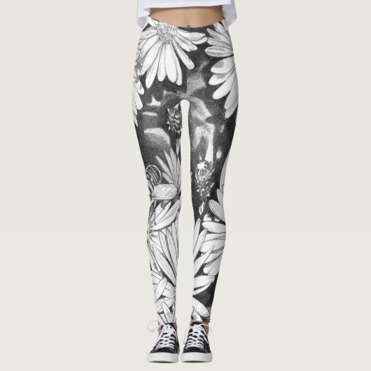 Leggings Pantalon extensible d'art de fleur de guêtres (Devant)