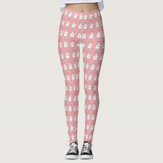 Leggings Pantalon lapin de Pâques Pantalon de Pâques rose (Devant)