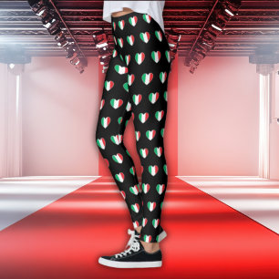 Leggings Pantalon noir à imprimé total Cœur Drapeau Italien