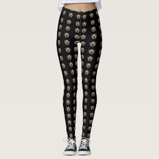 Leggings Pantalon noir avec la copie de carlin