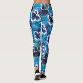 Leggings Pantalon peint de fleur bleue de pensée (Dos)