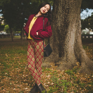 Leggings Pantalon rouge or Arabesque de Noël Pyjama Pants