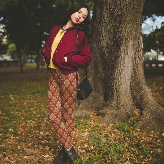 Leggings Pantalon rouge or Arabesque de Noël Pyjama Pants