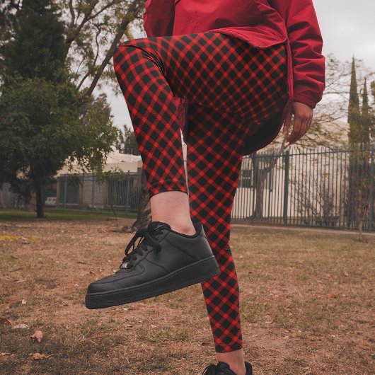 Leggings Pantalon rouge vif noir chèque Noël Pyjama Pantalo