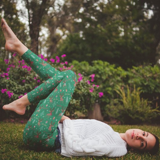 Leggings Pantalon vert de Noël de Corte Reindeer