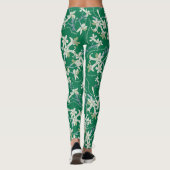 Leggings Pantalon vert jasmin fleuri printemps yoga pilates (Dos)