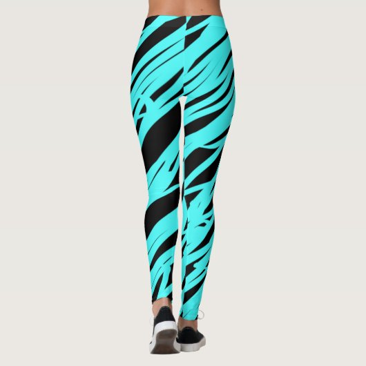 Leggings Pantalons de yoga à courant noir et bleu (Dos)