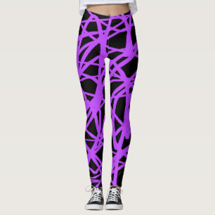 Leggings Pantalons de yoga en continu noir et violet