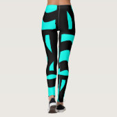 Leggings Pantalons d'étirement Abstrait Turquoise et noir (Dos)