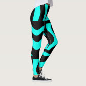 Leggings Pantalons d'étirement Abstrait Turquoise et noir (Droite)