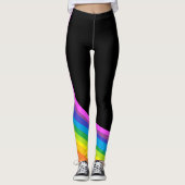 Leggings Pantalons d'étirement noir et arc-en-ciel (Devant)