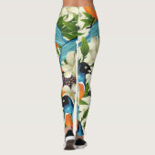 Leggings papaye tropicale et motif d'oiseaux. (Dos)
